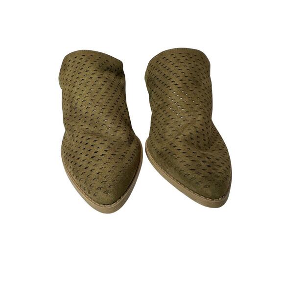 NWOT Kaari Blue Size 7.5 Vacation Pointed Toe Suede Block Heel Sandal Nude Green - Picture 3 of 12